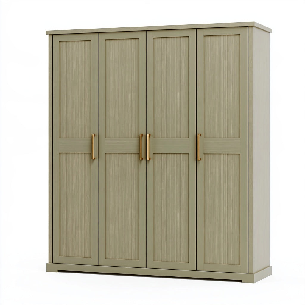 Kleiderschrank 200 x 60 x 200 cm Holzwerkstoff Beige mit 4 Türen im klassischen Stil