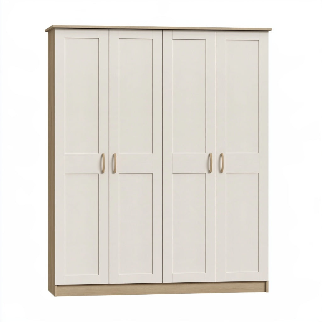 Kleiderschrank 180 x 60 x 200 cm Holzwerkstoff Weiß/Eiche Landhausstil