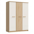 Kleiderschrank 120 x 52 x 200 cm Holzwerkstoff Eiche hell Weiß mit 3 Türen