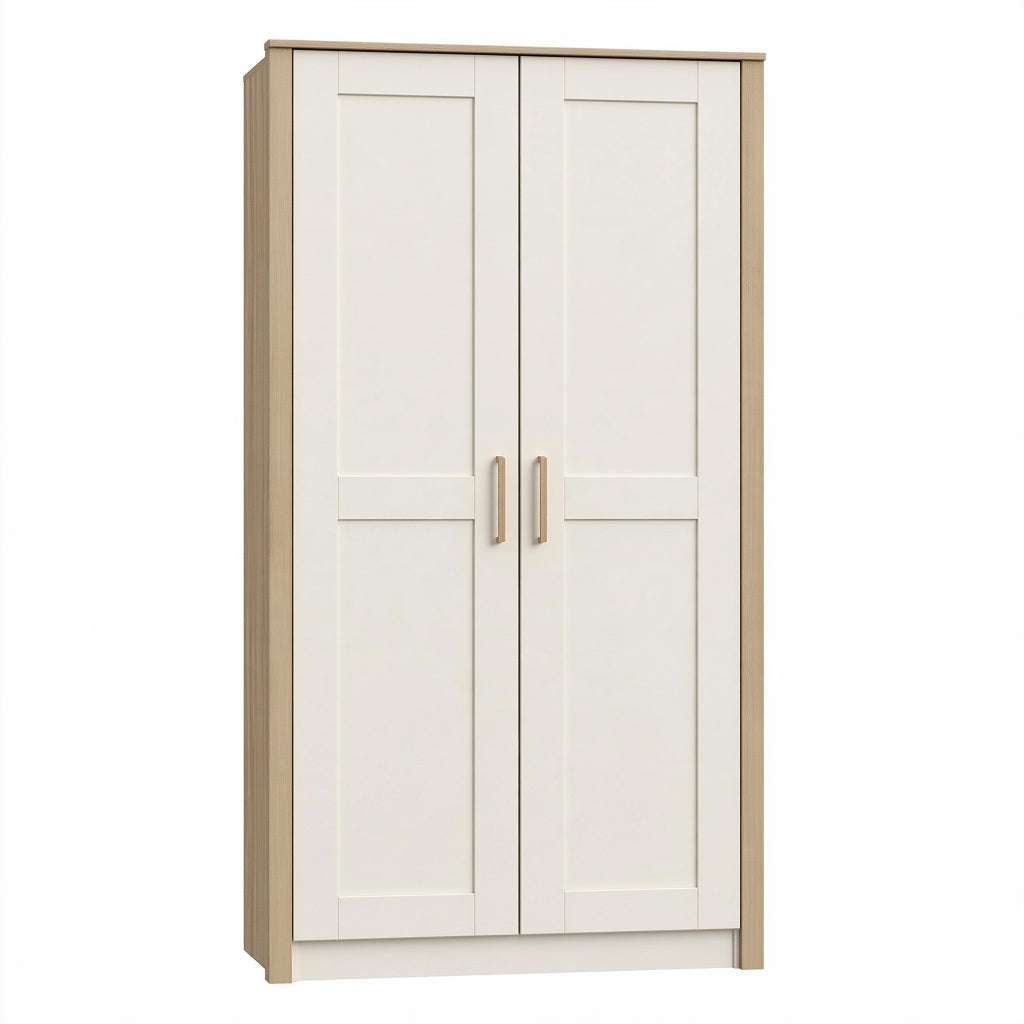 Kleiderschrank 80 x 50 x 180 cm Weiß/Eiche Holzwerkstoff mit 2 Türen Landhausstil