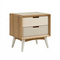 Nachttisch 45 x 40 x 55 cm Holzoptik Beige mit 2 Schubladen im skandinavischen Stil