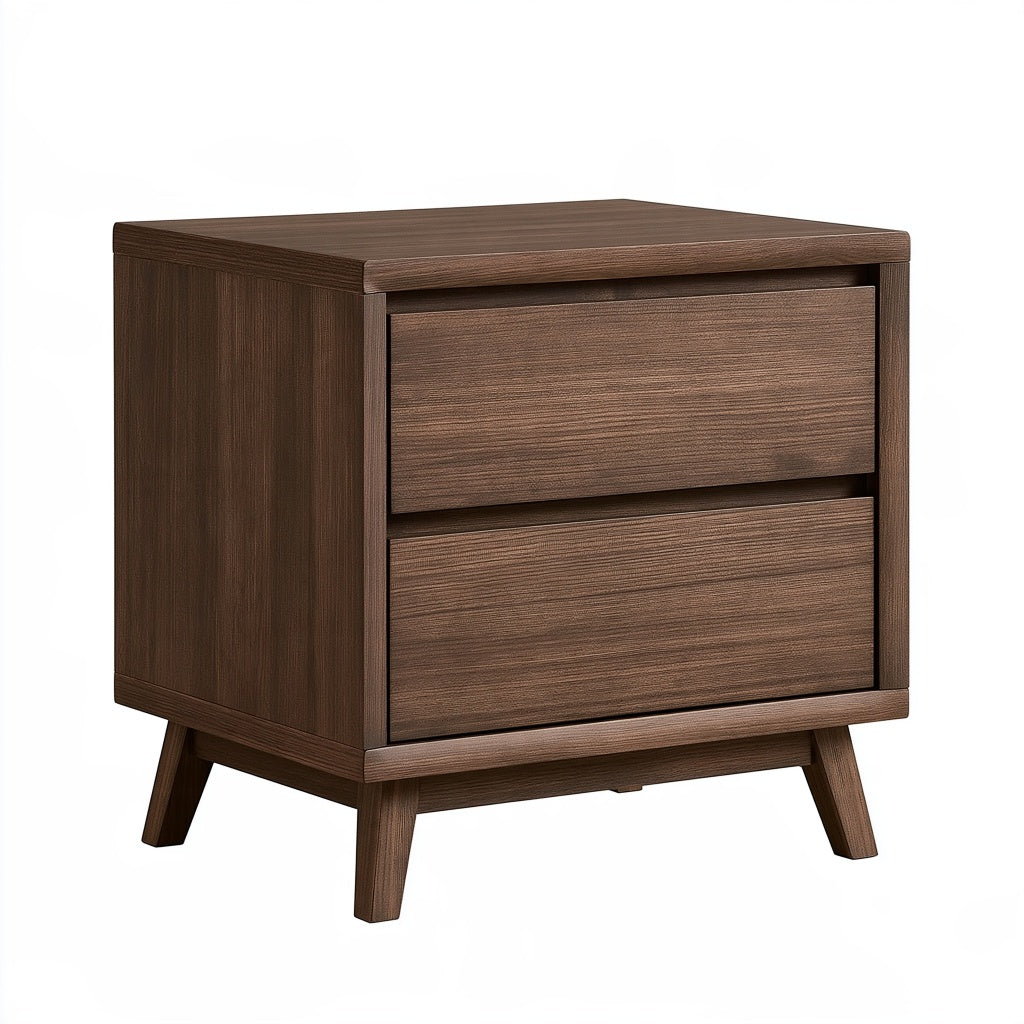 Nachtkommode 50 x 40 x 60 cm Holzwerkstoff Dunkelbraun mit 2 Schubladen im modernen Stil