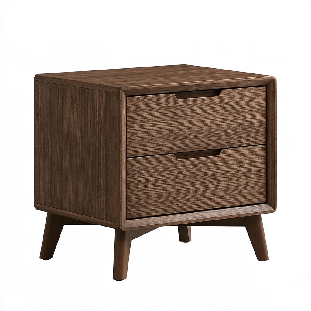 Nachttisch 50 x 40 x 55 cm Holz Dunkelbraun mit 2 Schubladen Mid-Century-Stil