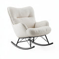 Schaukelstuhl 90 x 75 x 100 cm aus Stoff in Creme mit Metallgestell