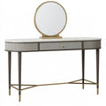 Schminktisch-Set 120 x 45 x 75 cm in Grau Gold mit Metallgestell und rundem Spiegel