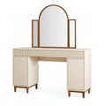 Schminktisch Set 120 x 45 x 160 cm in Creme und Braun mit Holzwerkstoff und Spiegel im modernen Stil