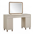 Schminktisch 120 x 45 cm Holzwerkstoff Beige Braun mit Spiegel und Stauraum