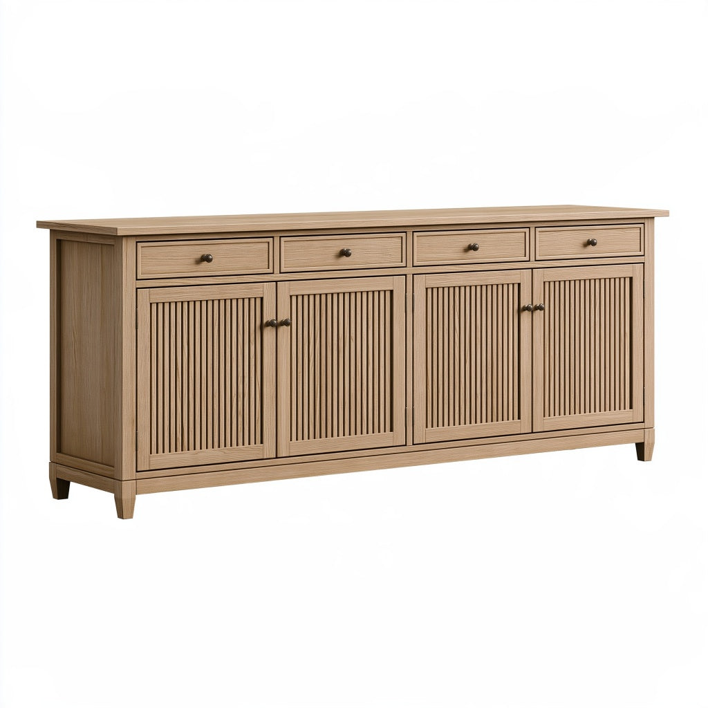 Sideboard 180 x 45 x 90 cm Holz Eichefarben mit Lamellentüren im modernen Stil