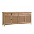 Sideboard 180 x 45 x 85 cm Holz Naturbraun mit 4 Türen und 4 Schubladen im Landhausstil