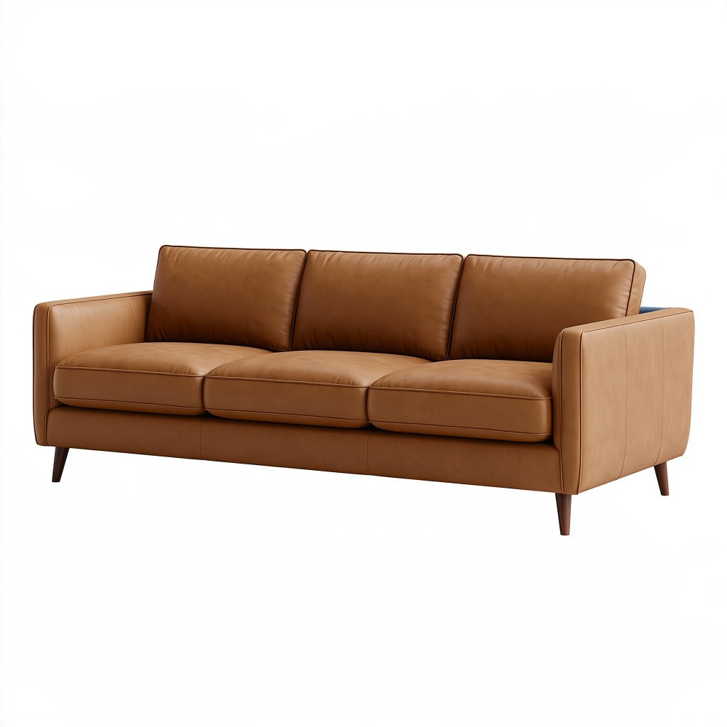 3-Sitzer Sofa 210 x 90 x 85 cm Braun Bezug in Lederoptik Modernes Wohnzimmer