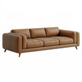 3-Sitzer Sofa 230 cm Kunstleder Braun Wohnzimmer Retro-Stil