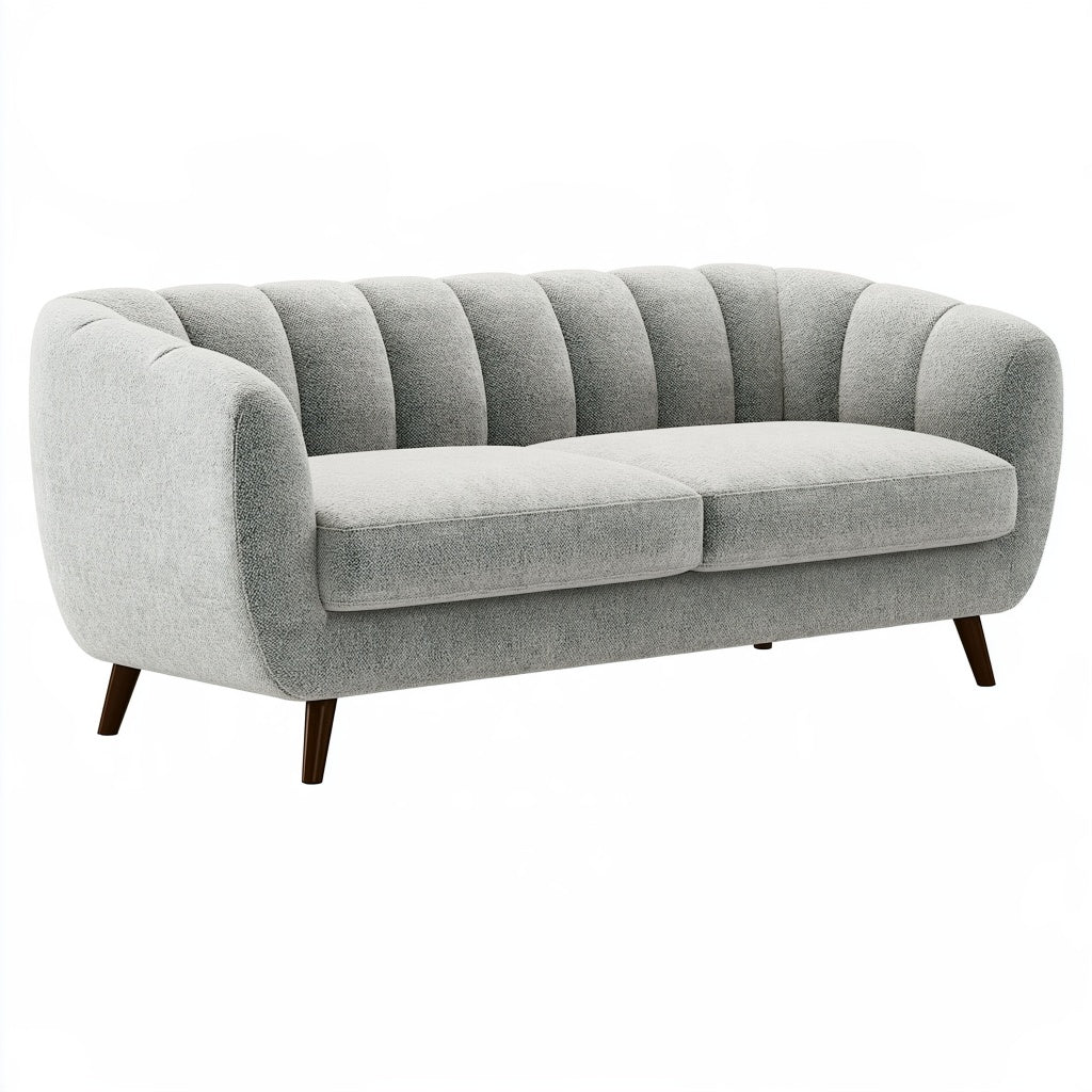 2-Sitzer Sofa 180 x 82 x 78 cm aus Strukturstoff in Hellgrau mit Holzfüßen