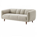 3-Sitzer Sofa 210 x 90 x 78 cm Strukturstoff Creme - modern gepolstert mit Holzfüßen