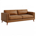 2-Sitzer Sofa 180 x 85 x 82 cm cognacbraunes Kunstleder im Mid-Century-Stil