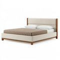 Polsterbett 160 x 200 cm Beige/Braun Holz mit Textilbezug modernes Doppelbett
