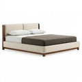 Polsterbett 180 x 200 cm Holz und Textil Beige Braun modernes Doppelbett
