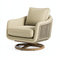 Drehsessel 82 x 86 x 88 cm Textil Beige mit Holzfuß für Wohnzimmer Modern