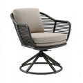 Drehsessel 82 x 78 x 88 cm mit Metallgestell in Schwarz und Stoffpolsterung in Beige - moderner Loungestil