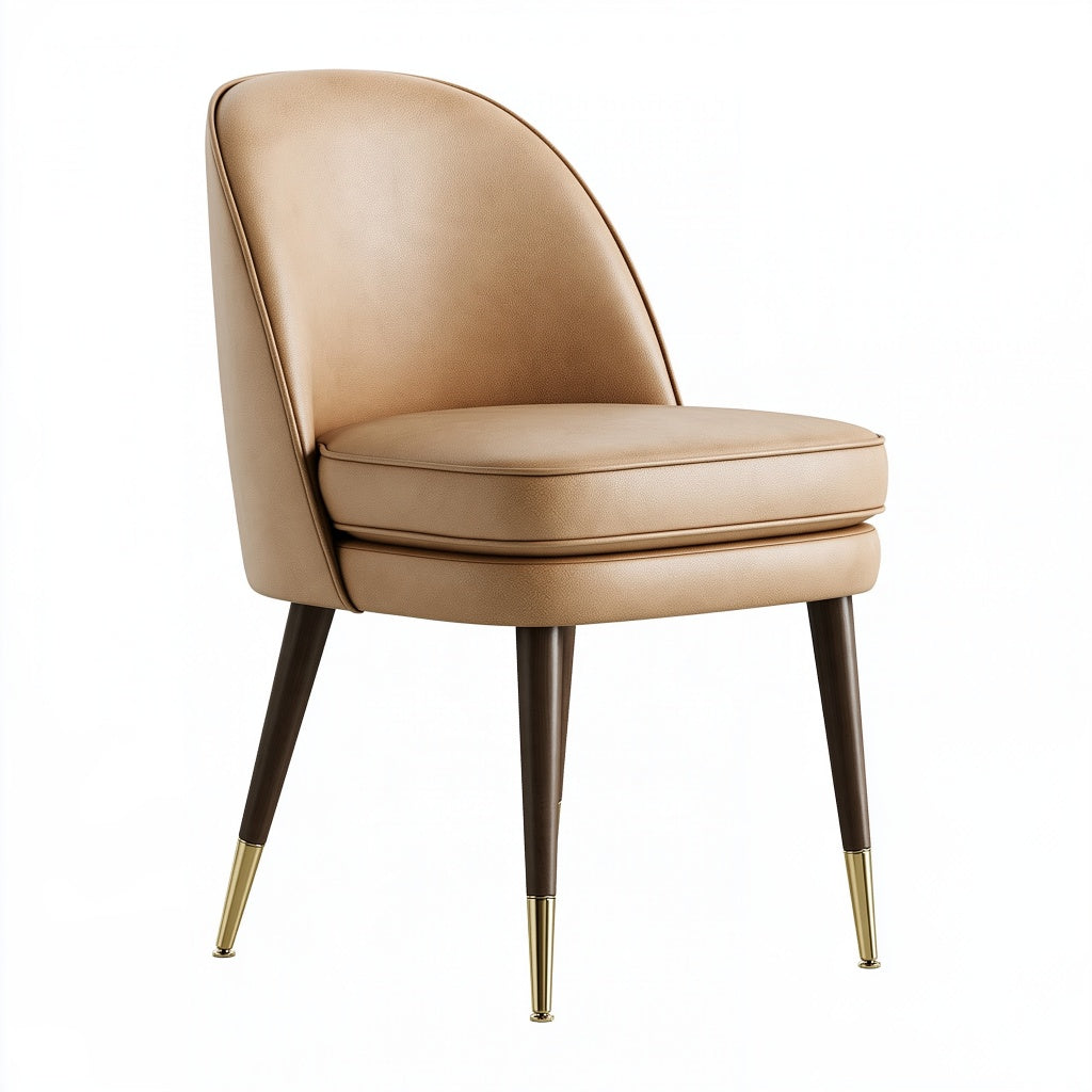 Polsterstuhl 55 x 62 x 82 cm Beige Bezug in Lederoptik Esszimmerstuhl im modernen Stil