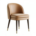 Polsterstuhl 58 x 62 x 80 cm Beige mit Bezug in Lederoptik und Holzbeinen - Gepolsterter Lounge-Stil
