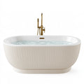 Freistehende Badewanne 170 x 80 x 58 cm Weiß Acryl oval geriffelt