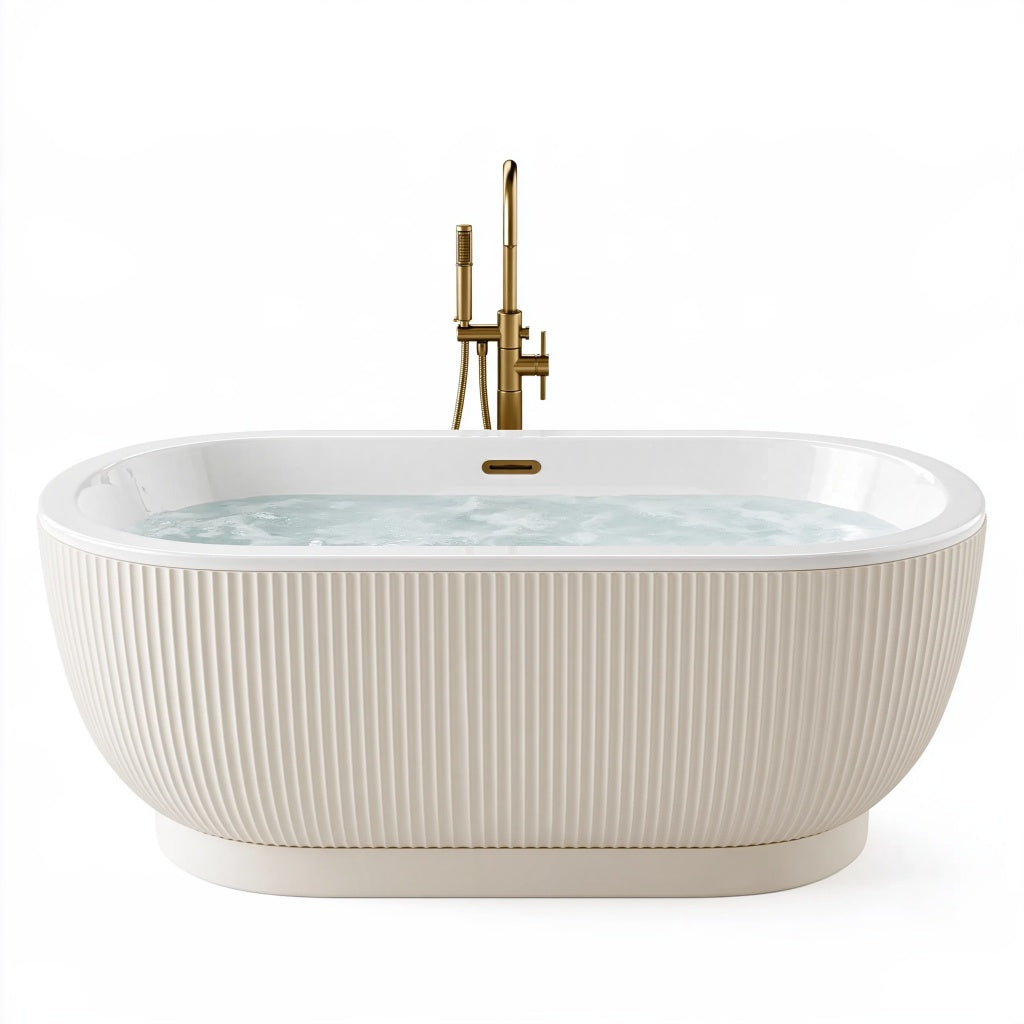 Freistehende Badewanne 170 x 80 x 58 cm Weiß Acryl oval geriffelt