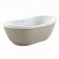 Freistehende Badewanne 170 x 80 x 58 cm Acryl Weiß Beige geriffelt oval