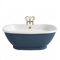 Freistehende Badewanne 170 x 75 x 58 cm aus Sanitäracryl Weiß/Dunkelblau im klassischen Stil